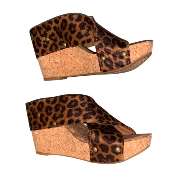 LUCKY BRAND CHEETAH CORK wedges womens size 5.5 - Picture 3 of 12